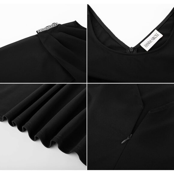 Plus Size Women's Chiffon Cape Cocktail Dress A-Line Ruffles for Formal Events - Picture 5 of 5